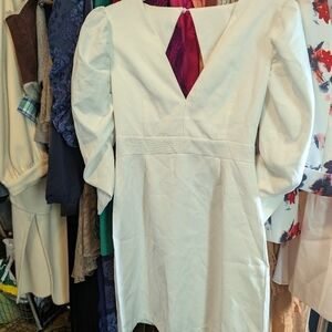 White Long Sleeve Mini Dress Reception Sz L